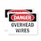 Signmission Overhead Wires Danger Sign, Vinyl Decal, 7in W x 5in L, 2PK OS-2PACK-DS-D-57-L-2290 - alternate 1